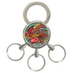 Seamless Texture Abstract Flowers Endless Background Ethnic Sea Art 3-Ring Key Chains Front