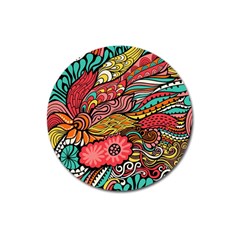 Seamless Texture Abstract Flowers Endless Background Ethnic Sea Art Magnet 3  (round)