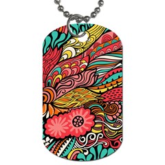 Seamless Texture Abstract Flowers Endless Background Ethnic Sea Art Dog Tag (one Side)