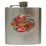 Seamless Texture Abstract Flowers Endless Background Ethnic Sea Art Hip Flask (6 oz) Front