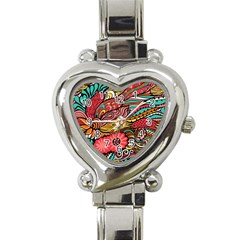 Seamless Texture Abstract Flowers Endless Background Ethnic Sea Art Heart Italian Charm Watch