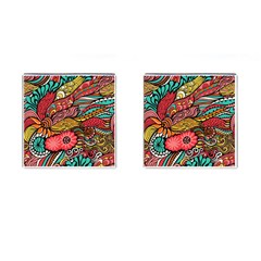 Seamless Texture Abstract Flowers Endless Background Ethnic Sea Art Cufflinks (square)