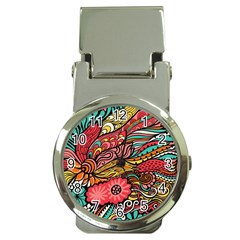 Seamless Texture Abstract Flowers Endless Background Ethnic Sea Art Money Clip Watches