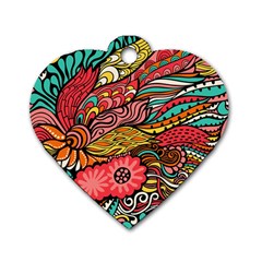 Seamless Texture Abstract Flowers Endless Background Ethnic Sea Art Dog Tag Heart (two Sides)