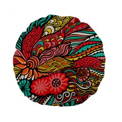 Seamless Texture Abstract Flowers Endless Background Ethnic Sea Art Standard 15  Premium Round Cushions