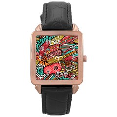 Seamless Texture Abstract Flowers Endless Background Ethnic Sea Art Rose Gold Leather Watch  by Mariart