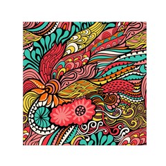 Seamless Texture Abstract Flowers Endless Background Ethnic Sea Art Small Satin Scarf (square)