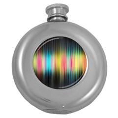 Sound Colors Rainbow Line Vertical Space Round Hip Flask (5 Oz) by Mariart