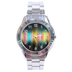 Sound Colors Rainbow Line Vertical Space Stainless Steel Analogue Watch by Mariart