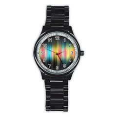 Sound Colors Rainbow Line Vertical Space Stainless Steel Round Watch by Mariart