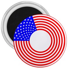 Stars Stripes Circle Red Blue 3  Magnets by Mariart