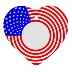 Stars Stripes Circle Red Blue Ornament (heart) by Mariart