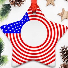 Stars Stripes Circle Red Blue Ornament (star)