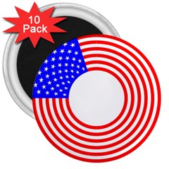 Stars Stripes Circle Red Blue 3  Magnets (10 Pack)  by Mariart