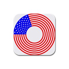 Stars Stripes Circle Red Blue Rubber Square Coaster (4 Pack) 