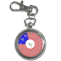 Stars Stripes Circle Red Blue Key Chain Watches