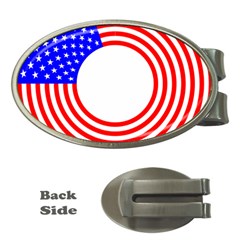 Stars Stripes Circle Red Blue Money Clips (oval) 