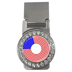 Stars Stripes Circle Red Blue Money Clips (cz) 