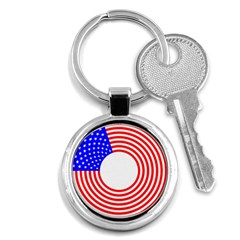 Stars Stripes Circle Red Blue Key Chains (round)  by Mariart