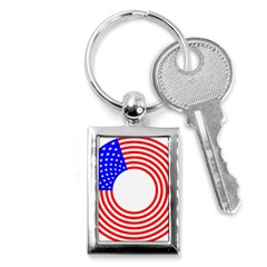 Stars Stripes Circle Red Blue Key Chains (rectangle)  by Mariart