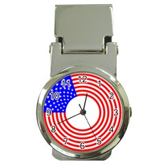 Stars Stripes Circle Red Blue Money Clip Watches by Mariart