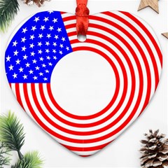 Stars Stripes Circle Red Blue Heart Ornament (two Sides) by Mariart