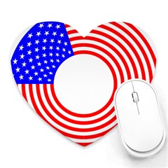 Stars Stripes Circle Red Blue Heart Mousepads by Mariart