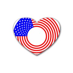 Stars Stripes Circle Red Blue Rubber Coaster (heart) 