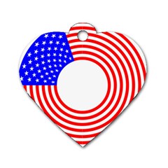 Stars Stripes Circle Red Blue Dog Tag Heart (two Sides) by Mariart