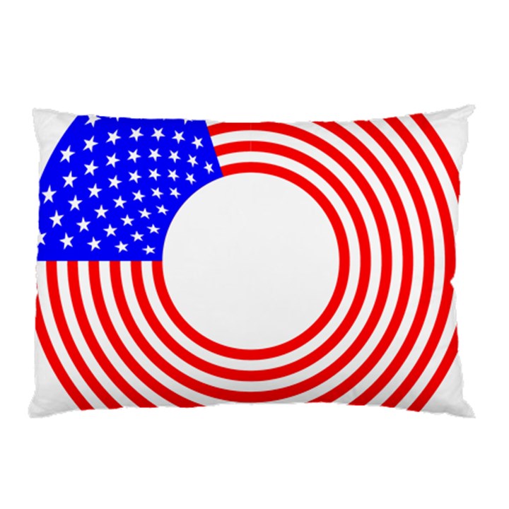 Stars Stripes Circle Red Blue Pillow Case