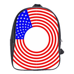 Stars Stripes Circle Red Blue School Bag (large)