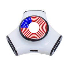 Stars Stripes Circle Red Blue 3-port Usb Hub by Mariart