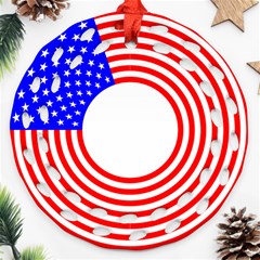 Stars Stripes Circle Red Blue Ornament (round Filigree) by Mariart