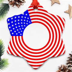 Stars Stripes Circle Red Blue Ornament (snowflake) by Mariart