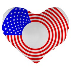 Stars Stripes Circle Red Blue Large 19  Premium Heart Shape Cushions