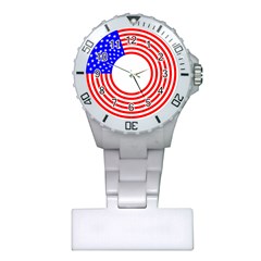 Stars Stripes Circle Red Blue Plastic Nurses Watch by Mariart