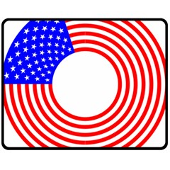 Stars Stripes Circle Red Blue Double Sided Fleece Blanket (medium) 