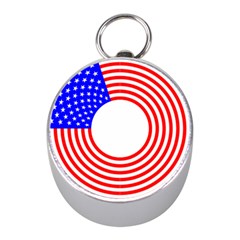 Stars Stripes Circle Red Blue Mini Silver Compasses