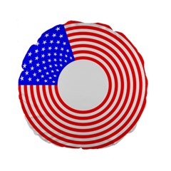 Stars Stripes Circle Red Blue Standard 15  Premium Flano Round Cushions