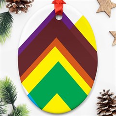 Triangle Chevron Rainbow Web Geeks Ornament (oval) by Mariart