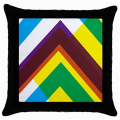 Triangle Chevron Rainbow Web Geeks Throw Pillow Case (black) by Mariart