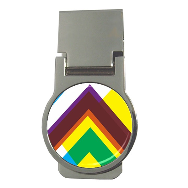 Triangle Chevron Rainbow Web Geeks Money Clips (Round) 