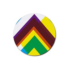 Triangle Chevron Rainbow Web Geeks Rubber Coaster (round)  by Mariart