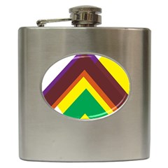 Triangle Chevron Rainbow Web Geeks Hip Flask (6 Oz) by Mariart