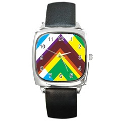 Triangle Chevron Rainbow Web Geeks Square Metal Watch