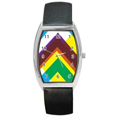 Triangle Chevron Rainbow Web Geeks Barrel Style Metal Watch