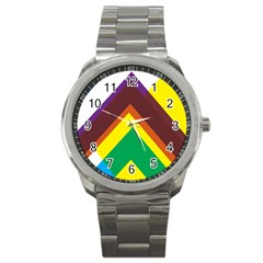 Triangle Chevron Rainbow Web Geeks Sport Metal Watch