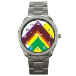 Triangle Chevron Rainbow Web Geeks Sport Metal Watch Front