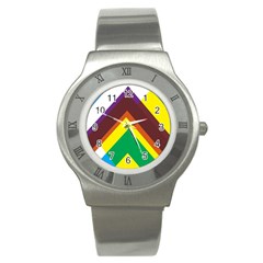 Triangle Chevron Rainbow Web Geeks Stainless Steel Watch