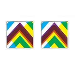 Triangle Chevron Rainbow Web Geeks Cufflinks (square)